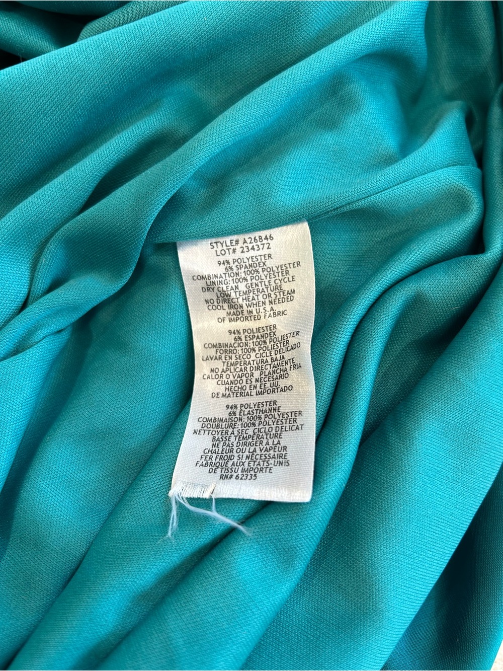 BETSY & ADAM - Strapless Mixed Media Teal Gown Size 6 - Picture 13 of 15